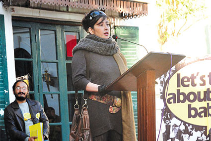 Manisha Koirala inaugurating lets Talk About Art Baby!