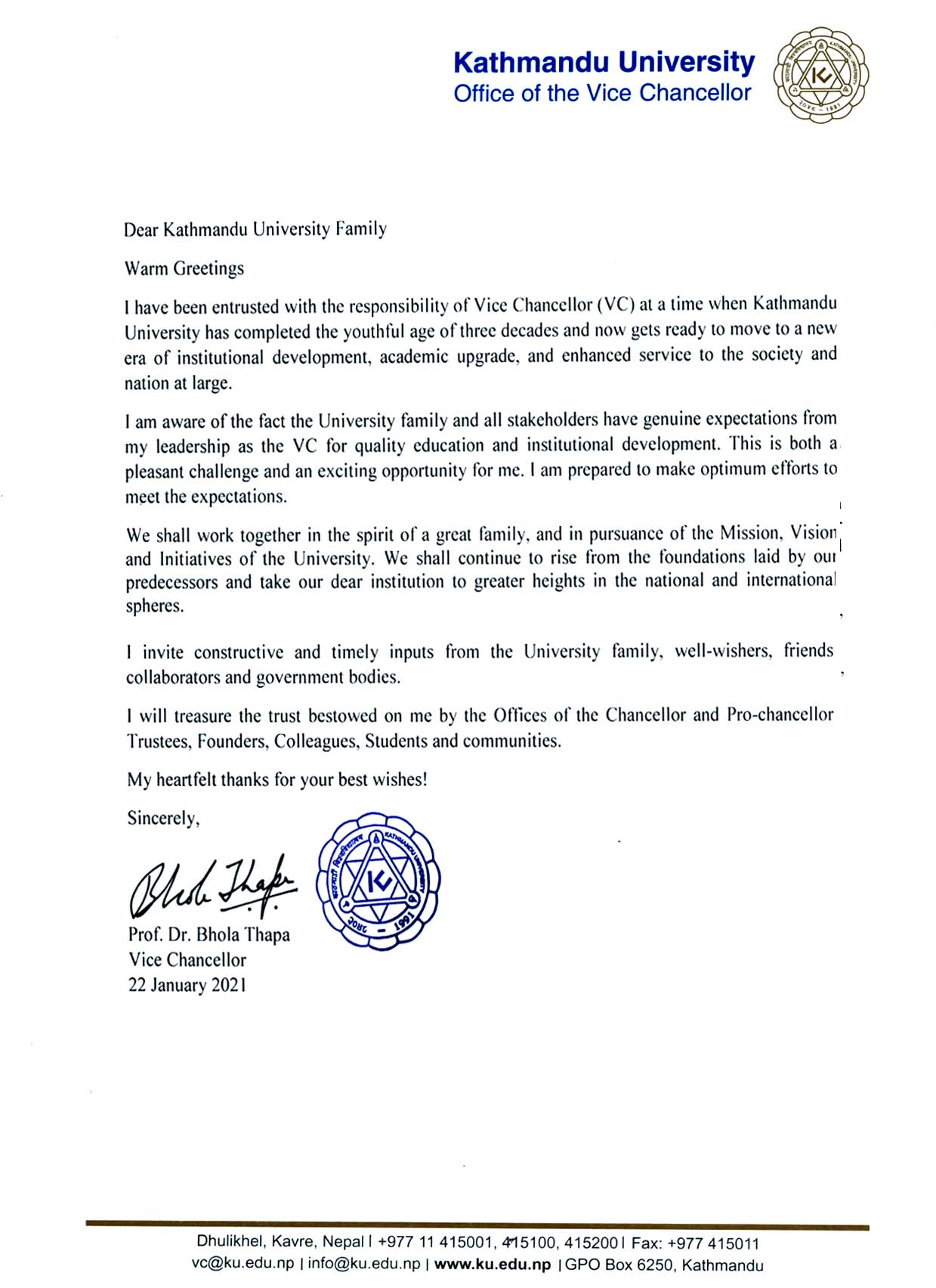 Greeting from Vice Chancellor