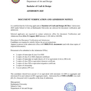 Call for Document Verification_BCDes 2025